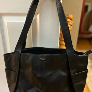Henri Bendel Large Black Leather Tote